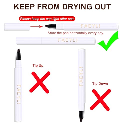 Miniatura 6 de Bolígrafo para cejas, resistente al agua, de larga duración, color marrón oscuro, punta inclinada, punta inclinada, a prueba de manchas, para