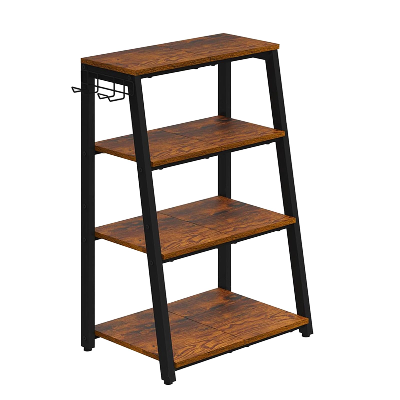 TWSOUL Rack HiFi a 4 livelli, giradischi, in legno e acciaio, torre audio, scaffale da gioco in legno con ripiani aperti, per giradischi e impianti stereo e impianto compatto, 48 x 36 x 80 cm