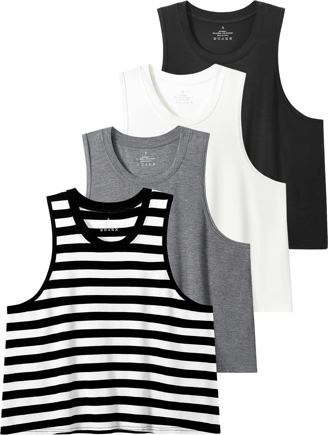 Star Vibe 4 Pack Lady Vest Cropped Top Women Tank Tops Activewear Ladies Gym Crop Tops Women