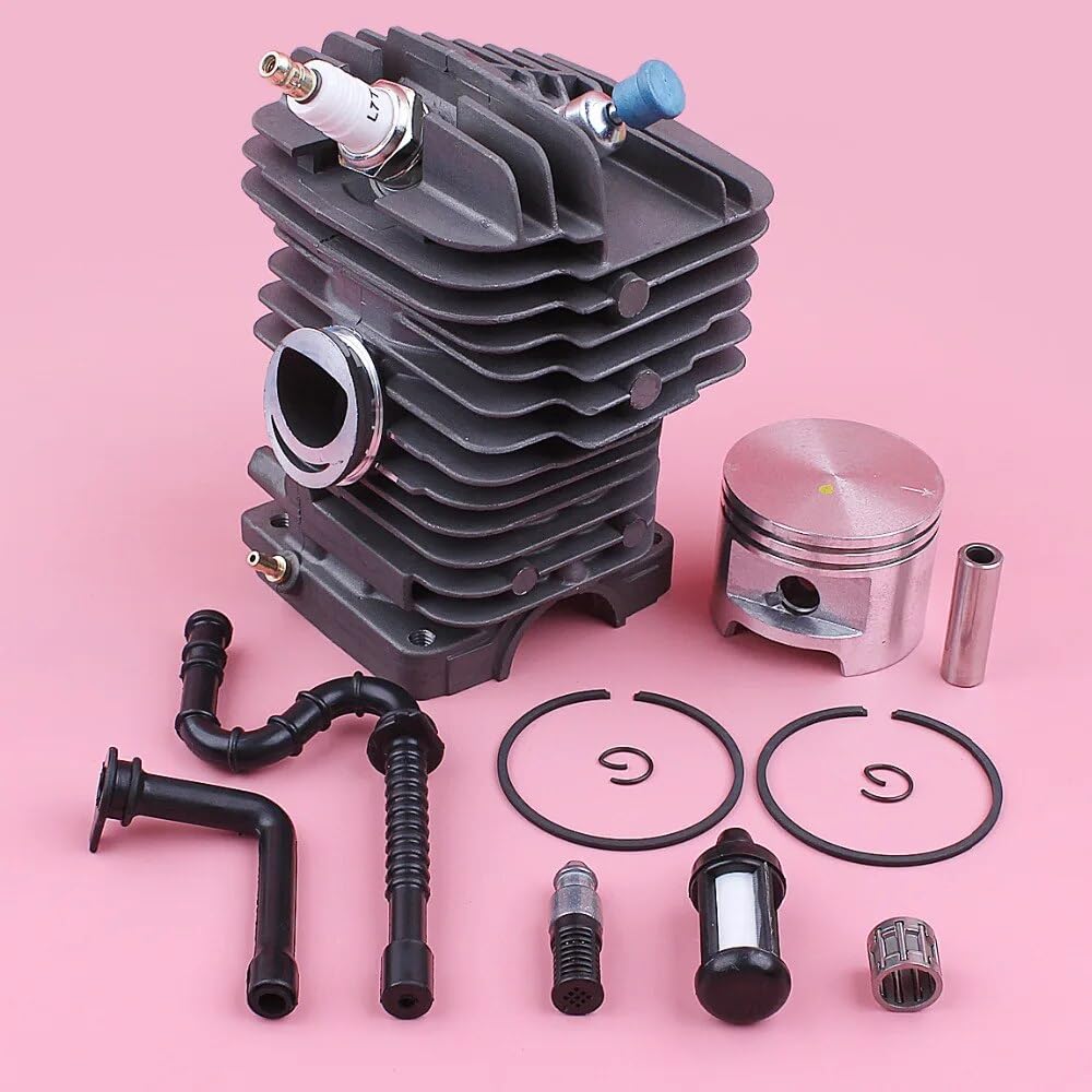 Kit de pistón de Cilindro de 49mm, for MS390 MS290 039 029, línea de Filtro de Aceite Combustible, válvula de descompresión, Pieza de Repuesto for Motosierra Pistón de Cilindro de jardín