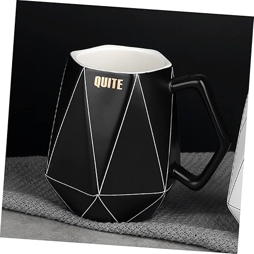 Miniatura 7 de Mug Tea Cups with Lid Coffee Cups with Lids Ceramic Coffee Cup Porcelain Tea Cup Geometric Ceramic Cup Geometric Line Ceramic Cup Enamel Milk Cup