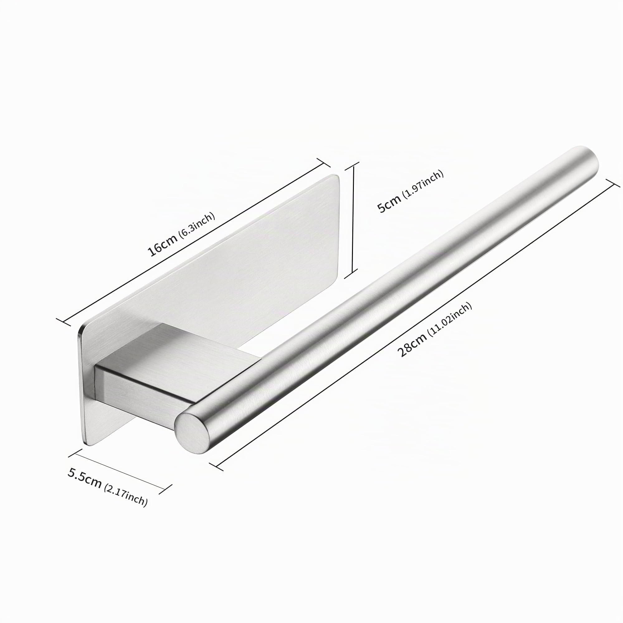 Porta Asciugamani Bagno Adesivo,Porta Salviette in Acciaio Inossidabile 304 Portasciugamani per Bagno e Cucina 28CM,Argento