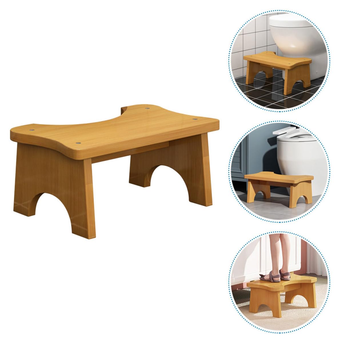 VICASKY Toilettenhocker Holz Fußhocker Klein Badezimmer Tritthocker Stabil Kompakt Alltagshelfer für Kinder und Erwachsene