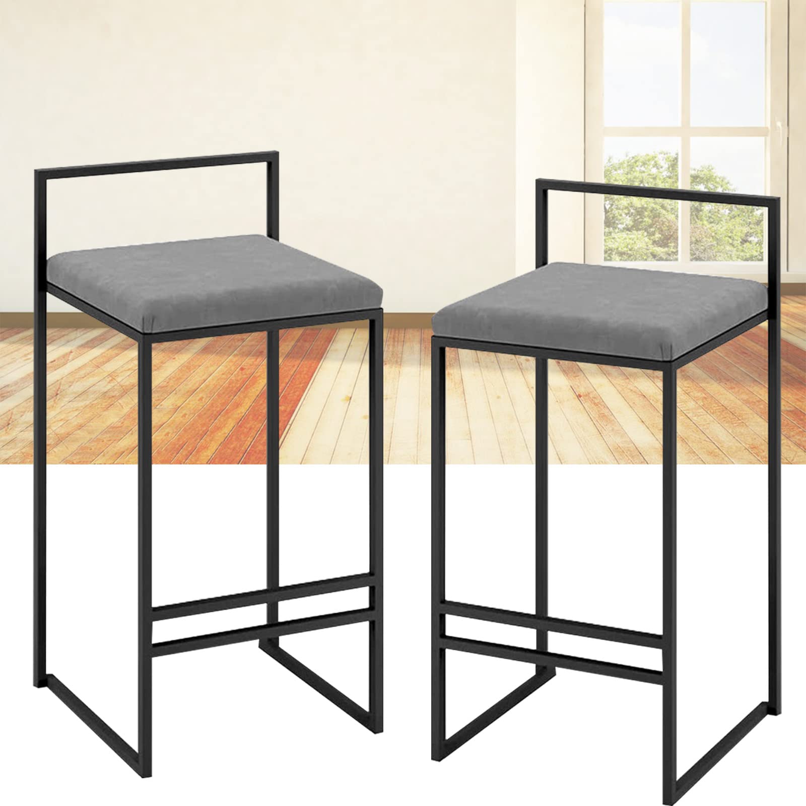 Chaises de bar velours au design raffiné et assise ergonomique 66 cm