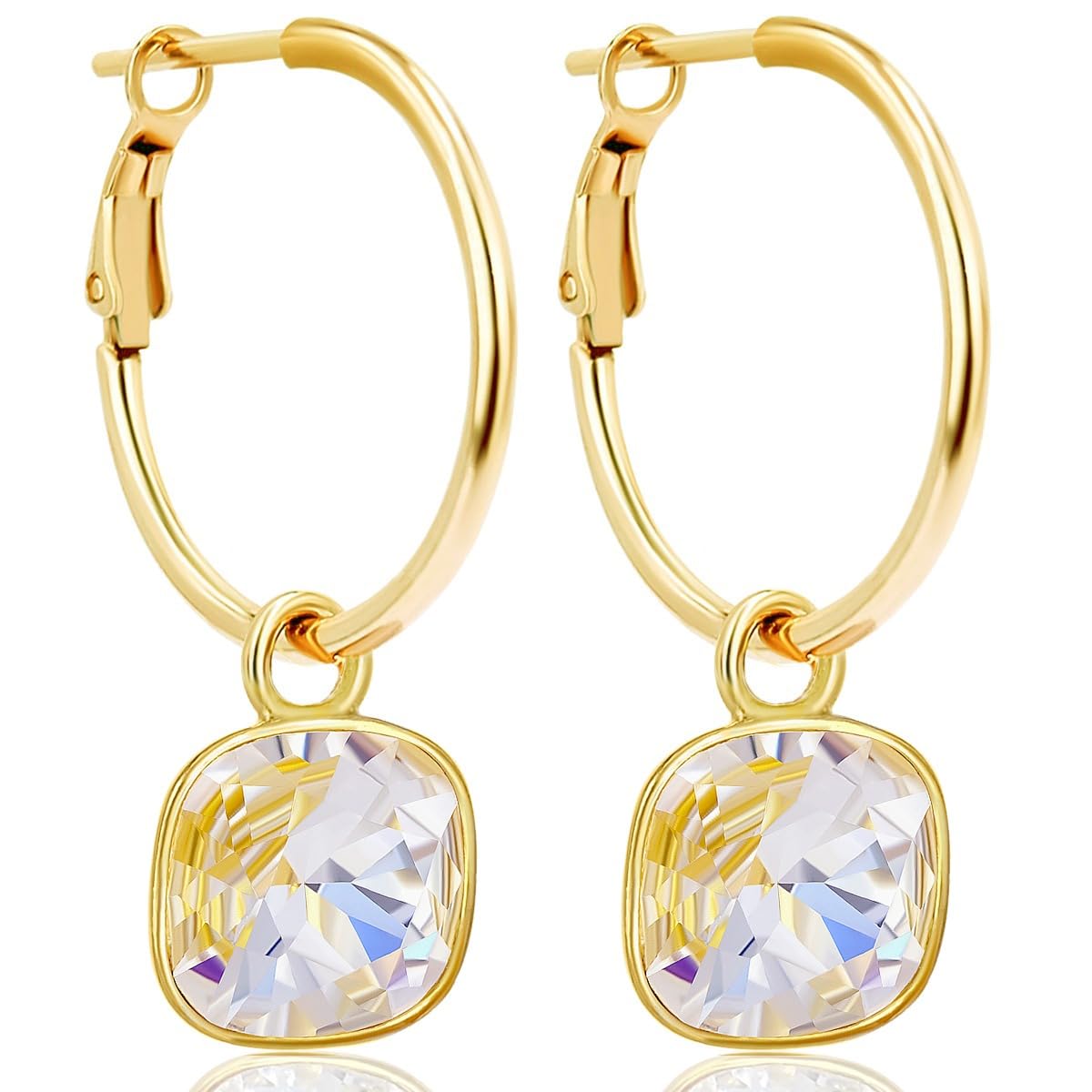 NOBEL SCHMUCK 925 Sterling Silber Gold Creolen mit Charm Anh