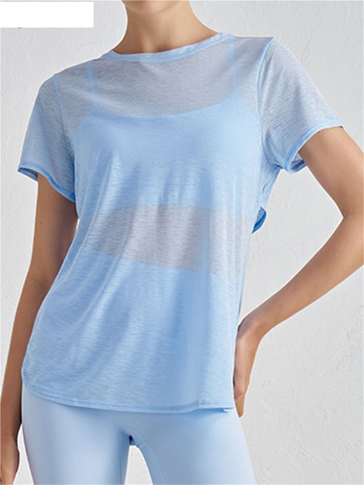 Maglietta da yoga Top da yoga traspiranti senza cuciture donna, t-shirt sportive solide for fitness, top corsa e allenamento per donne