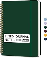 Vista 34 de Taja Cuaderno rayado en espiral para mujeres y hombres, 140 páginas, cuaderno de tapa dura con rayas universitarias para trabajo y toma de notas