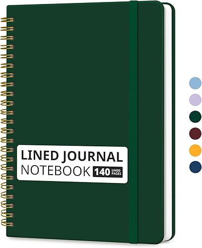 Miniatura 34 de Cuaderno rayado en espiral para mujeres y hombres, 140 páginas, cuaderno de tapa dura con rayas universitarias para trabajo y toma de notas, diarios