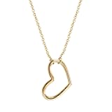 Womens Stainless Steel Dainty Open Heart Shaped Love Pendant Necklace