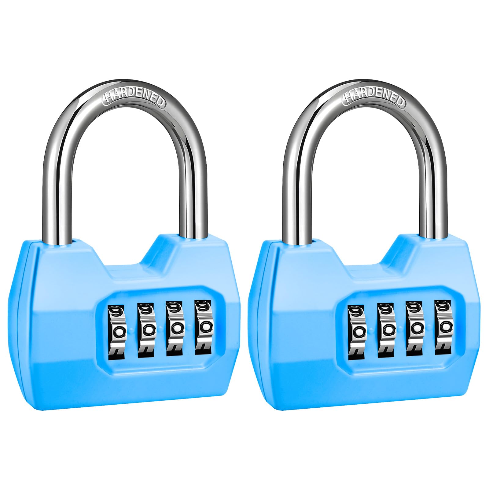 2 Pack disecu 4-Digit Combination Lock, Waterproof Outdoor Padlock for School Gym Locker, Fence, Gate, Shed, Storage Unit (Azury)