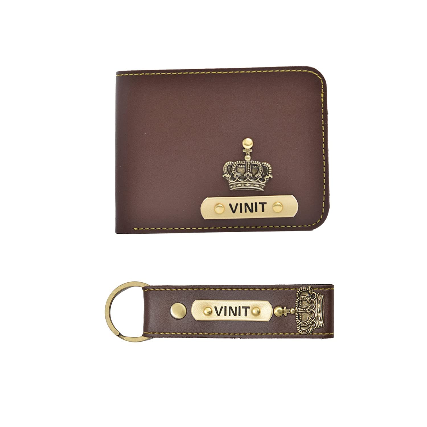 your gift studio Personalized Leather Wallet with Customized Keychain Name, Birthday Gifts for Boyfriend, Husband, Father, Brother with Name and Charm (Brown)-picture-27
