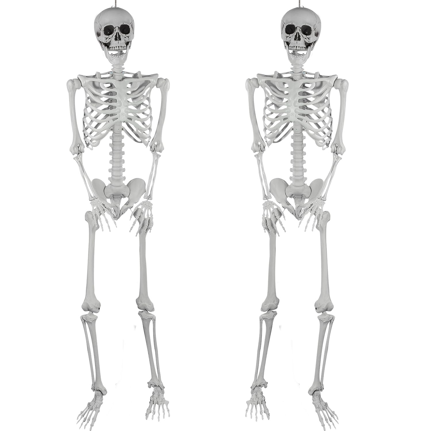 SIFOEL 165cm Halloween Esqueleto de plástico Esqueleto Humano de tamaño Natural con Las articulaciones móviles para la decoración de la Fiesta de Halloween, 2 Piezas