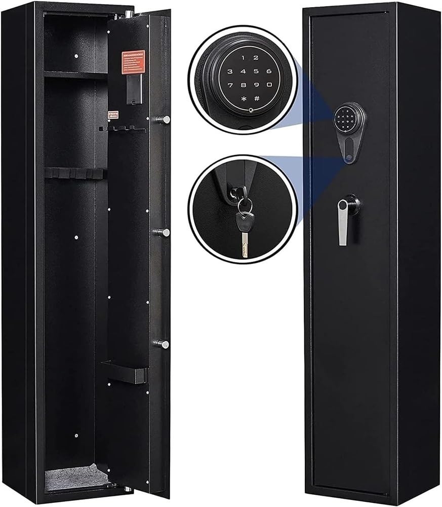 YOGAYE Cabinet Safes Gun For Home Rifle Shotguns, Gun Cabinet Store 4-5 Rifles,Cabinet Rifle With Removable Storage Shelves(Keypad PIN Code)