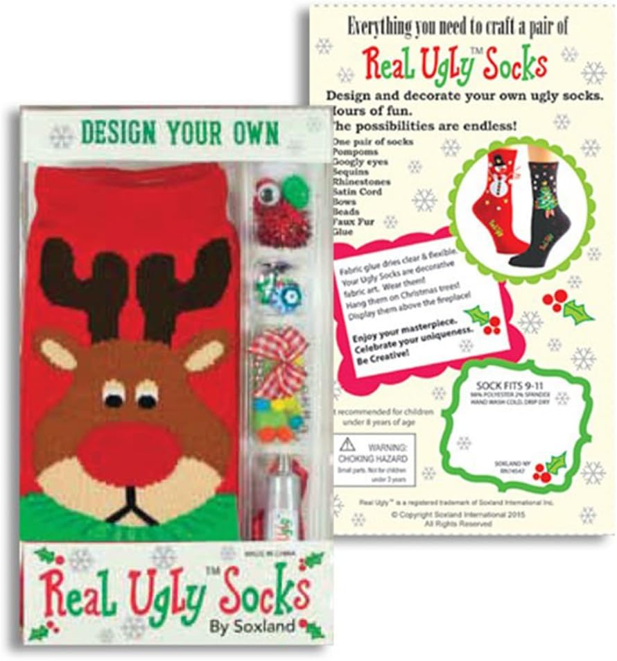 'Design Your Own' Really Ugly Reindeer Socks Kit