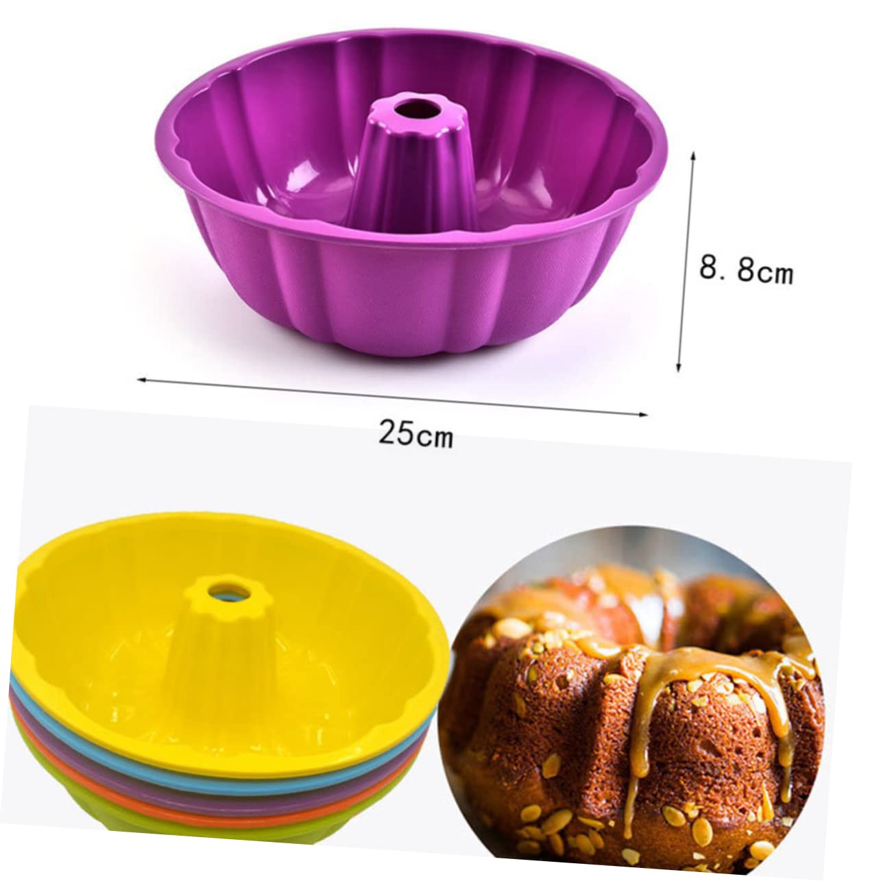 Cabilock 3piezas Molde De Silicona Para Pasteles Redondos De Antiadherente Para Tartas y Postres De Calabaza Color Aleatorio Para Hornear y Repostería