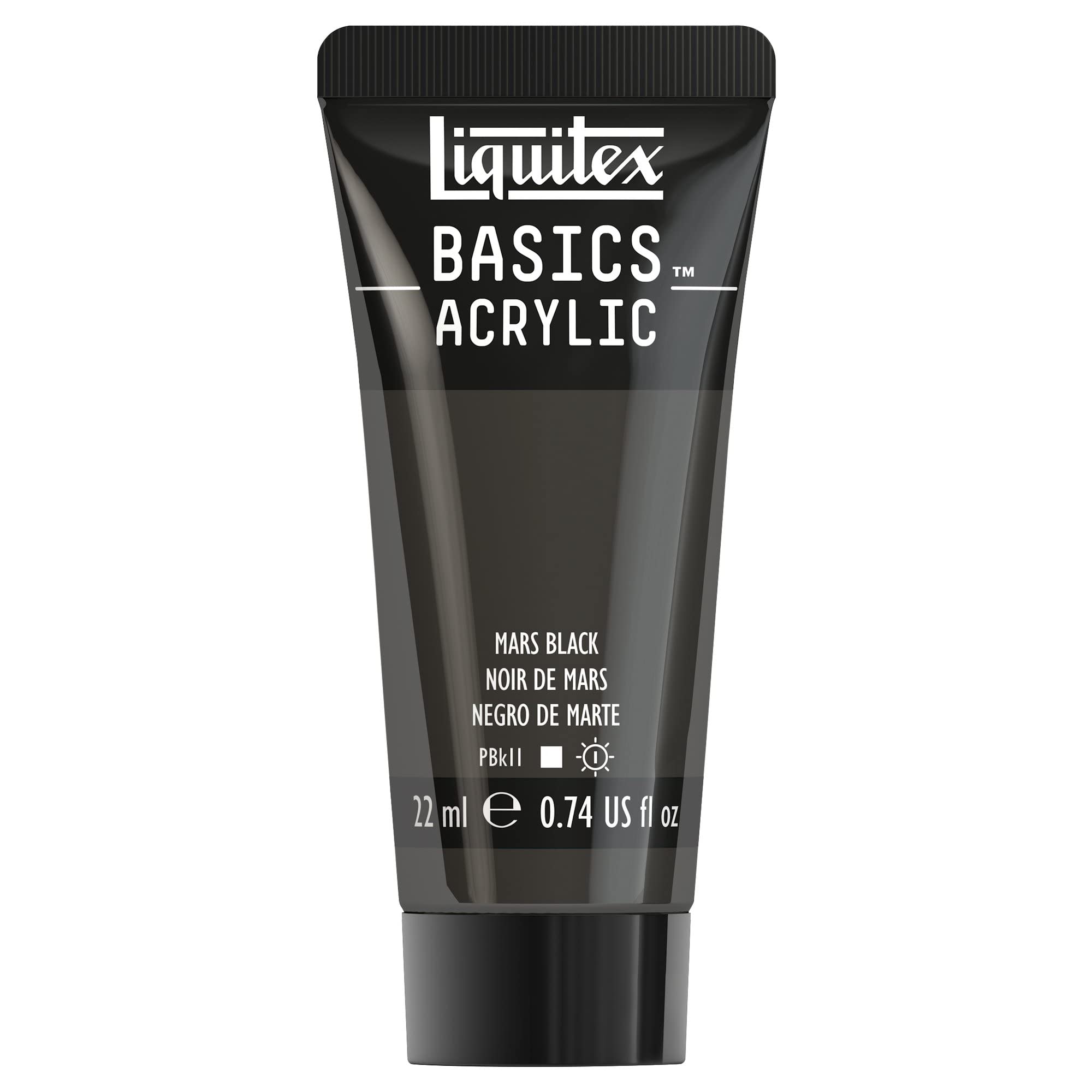 Liquitex Basics - Pintura Acrílica, Para Bellas Artes y Manualidades, Resistentes a la Luz, Viscosidad Media, Acabado Satinado, Tubo de 22 ml - Negro De Marte