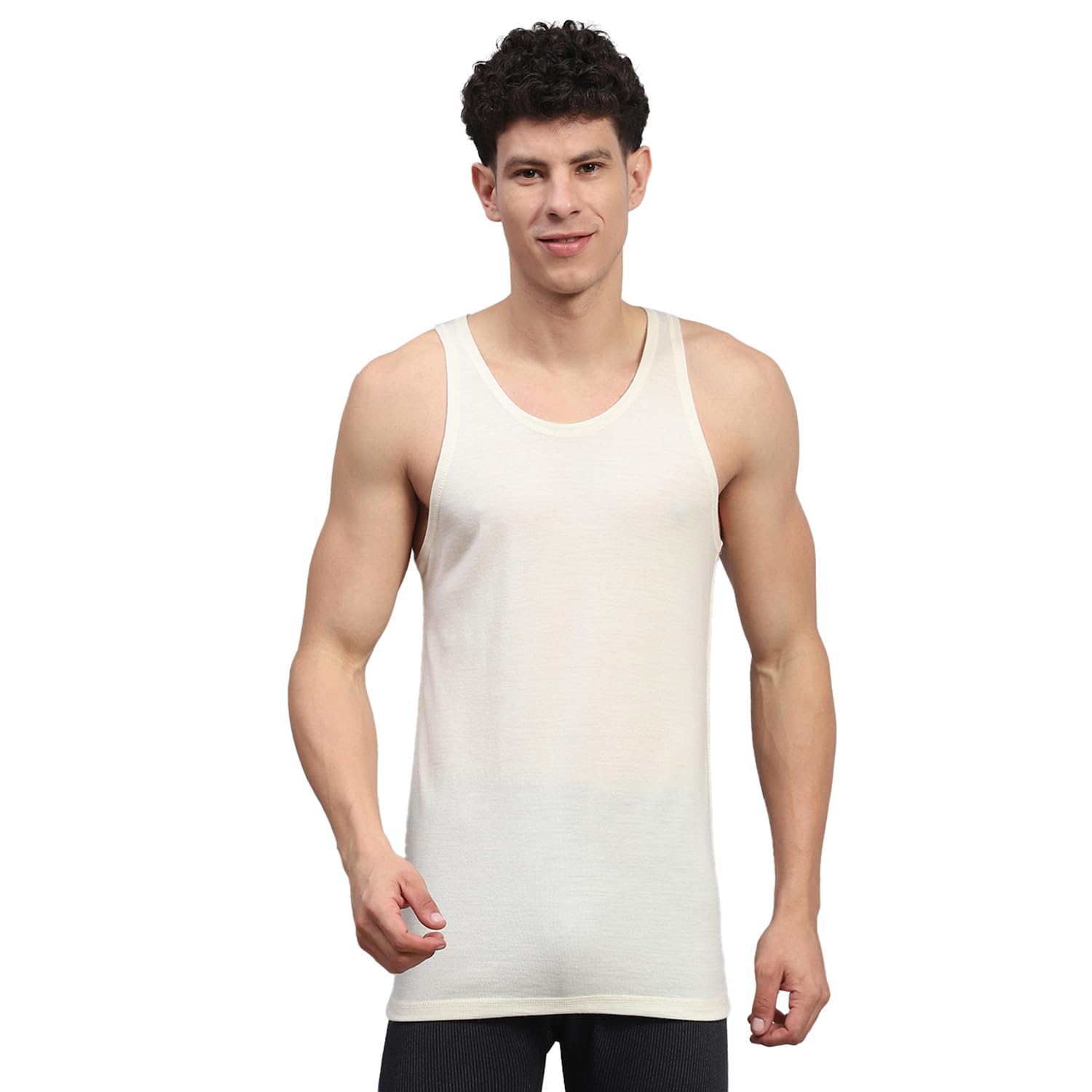 Mens Solid Round Neck Sleeveless Thermal Vest (624014SL)-image-47