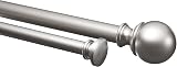 Amazon Basics Extendable Double Window Curtain Pole with Ball Finials, 19 mm Diameter, 183 to 366 cm, Nickel - 1