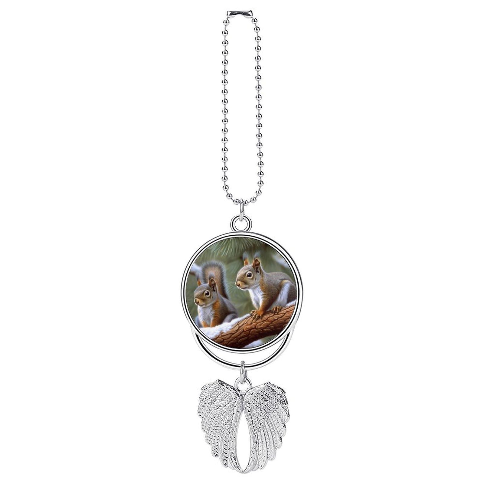 Little Squirrel Car Charm Alloy Car Rear View Mirrors Hanging Ornaments Stylish Car Pendant Funny Auto Hanging Accessories Car Hanging Ornaments Gift for Women Men