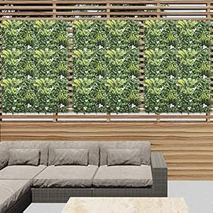 E&K 20" x 20" Artificial Plant Fence Panel Faux Leaves Grass Wall Privacy Screen Panel Decorative for Indoor Outdoor (Style 05, 6 Pcs) EK 20 x 20 Artificial Plant Fence Panel Faux Leaves Grass Wall Privacy Screen Panel Decorative for Indoor Outdoor Style 05 6 Pcs