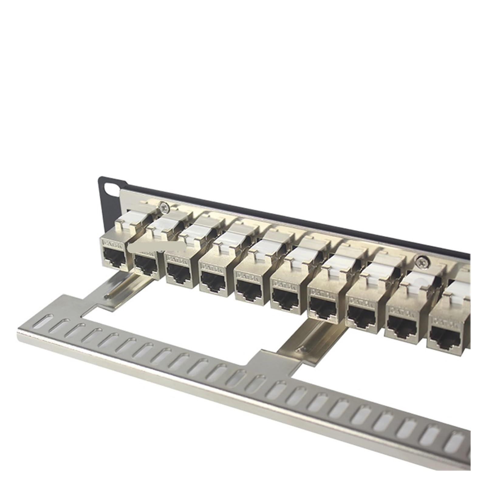 Panneau de brassage RJ45 femelle blindé 24 ports CAT6A, boîtier métallique, support de montage en rack réseau 19 pouces, 10G Pass-through CAT.6A UTP(ONLY Patch Panel)