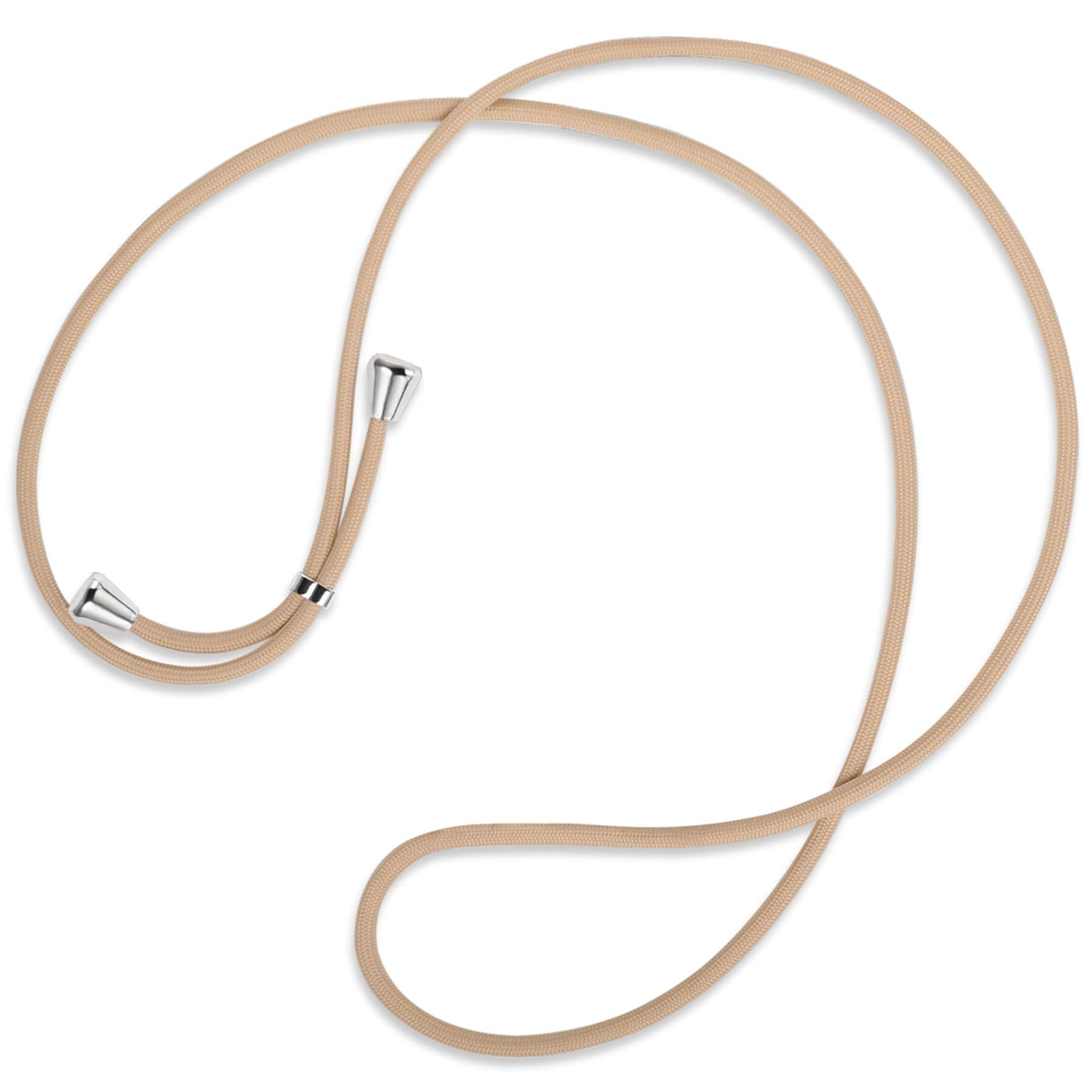mtb more energy® Corda di Ricambio per Collana Smartphone - Beige - compresi Cappucci protettivi (Argento) - cuerda de intercambio de Tirante Catena Banda