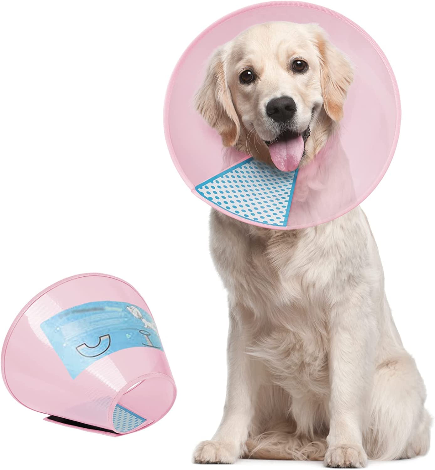 Supet Dog Cone Collar Adjustable After Surgery, Comfortable Pet Recovery Collar &amp; Cone for Large Medium Small Dogs, Elizabethan Dog Neck Collar Plastic Practical