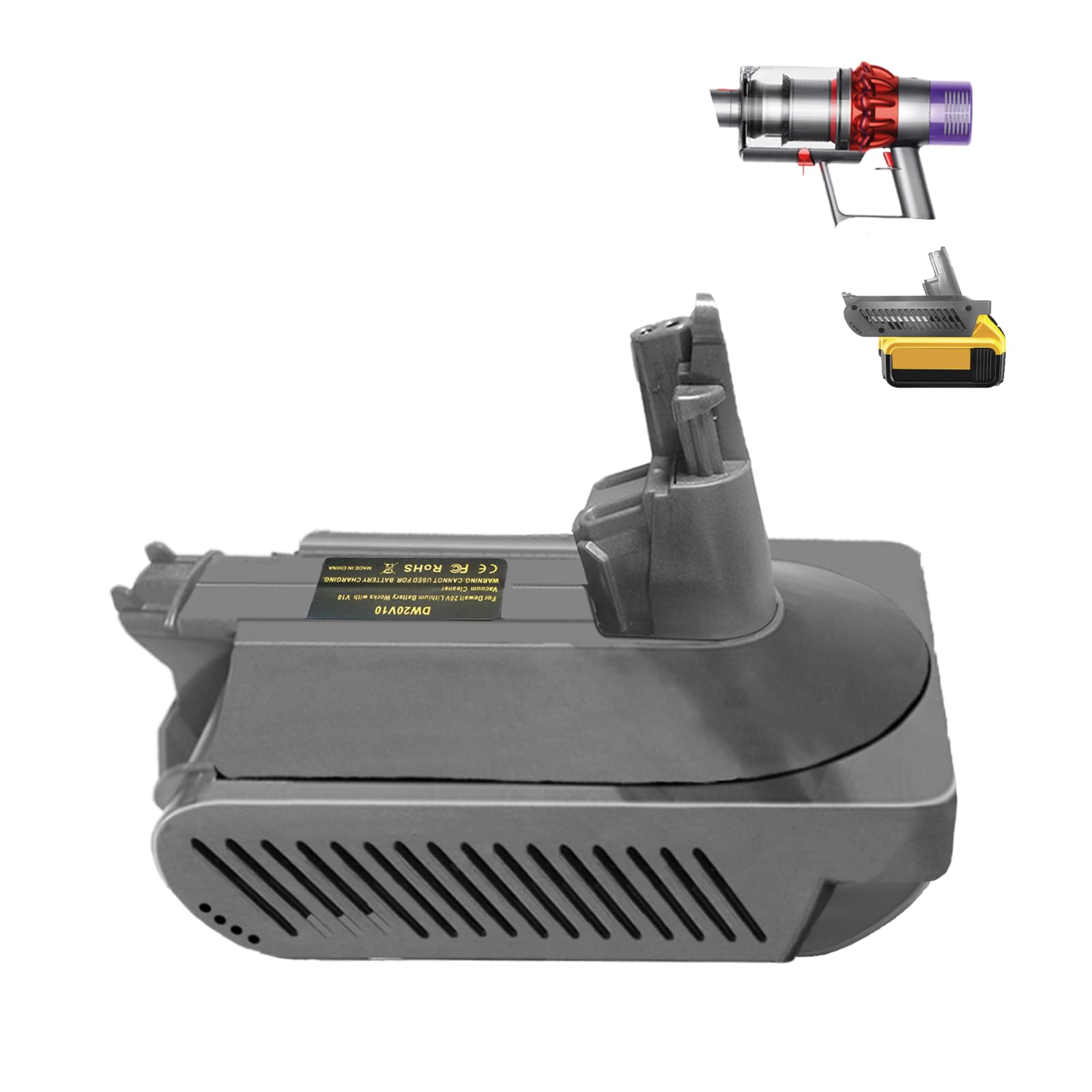 V10 Battery Adapter for Dewalt for Dyson V10 Replacement 25.2V Original Battery,for Dyson V10 Animal Absolute Motorhead Fluffy Total Clean SV12 Cordless Stick Vacuum Cleaner (only Adapter)