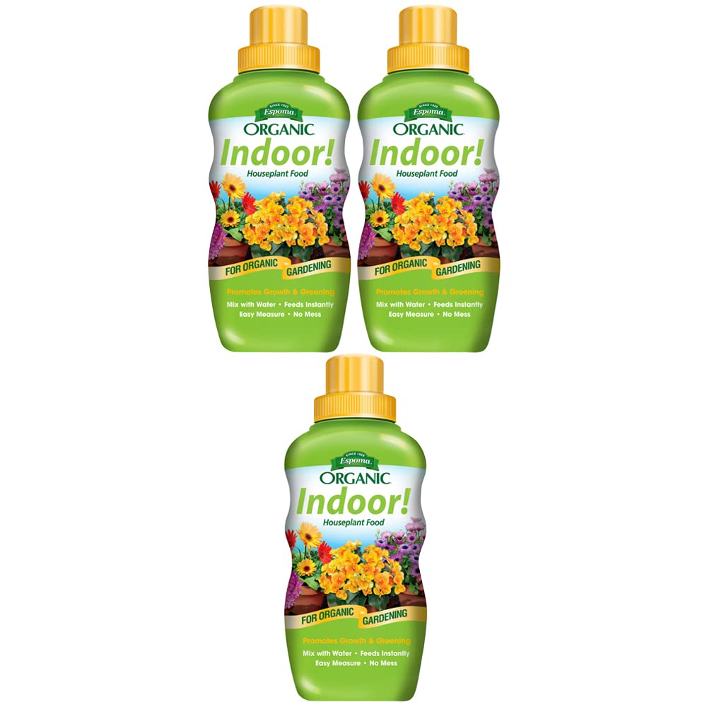 8 Ounce Concentrated Organic Indoor Plant Food - Indoor Plant Fertilizer for Large & Small Plants Like Pothos, Fiddle Leaf Fig, Monstera, Snake & Palms - Pack of 3