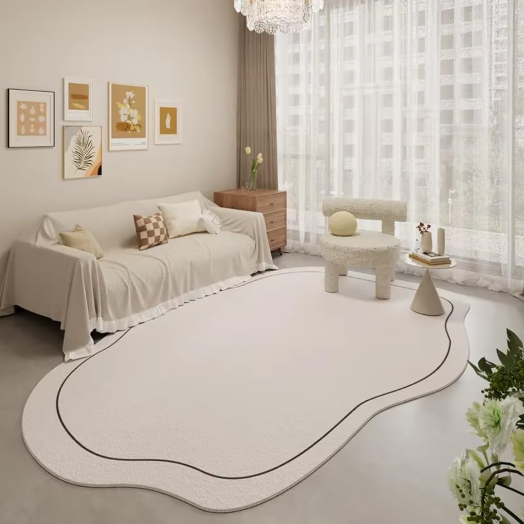 Dywany w stylu kremowym do sypialni, puszyste, miękkie dywaniki podłogowe w minimalistycznym stylu, dekoracja salonu, gruby, pluszowy dywanik nocny (100 x 160 cm/B)