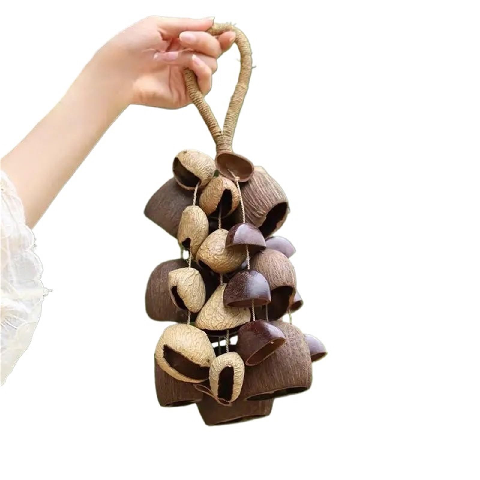 Natural Handmade Bamboo Fruit Shell Wind Chime Pendant | Hand-operated Bell