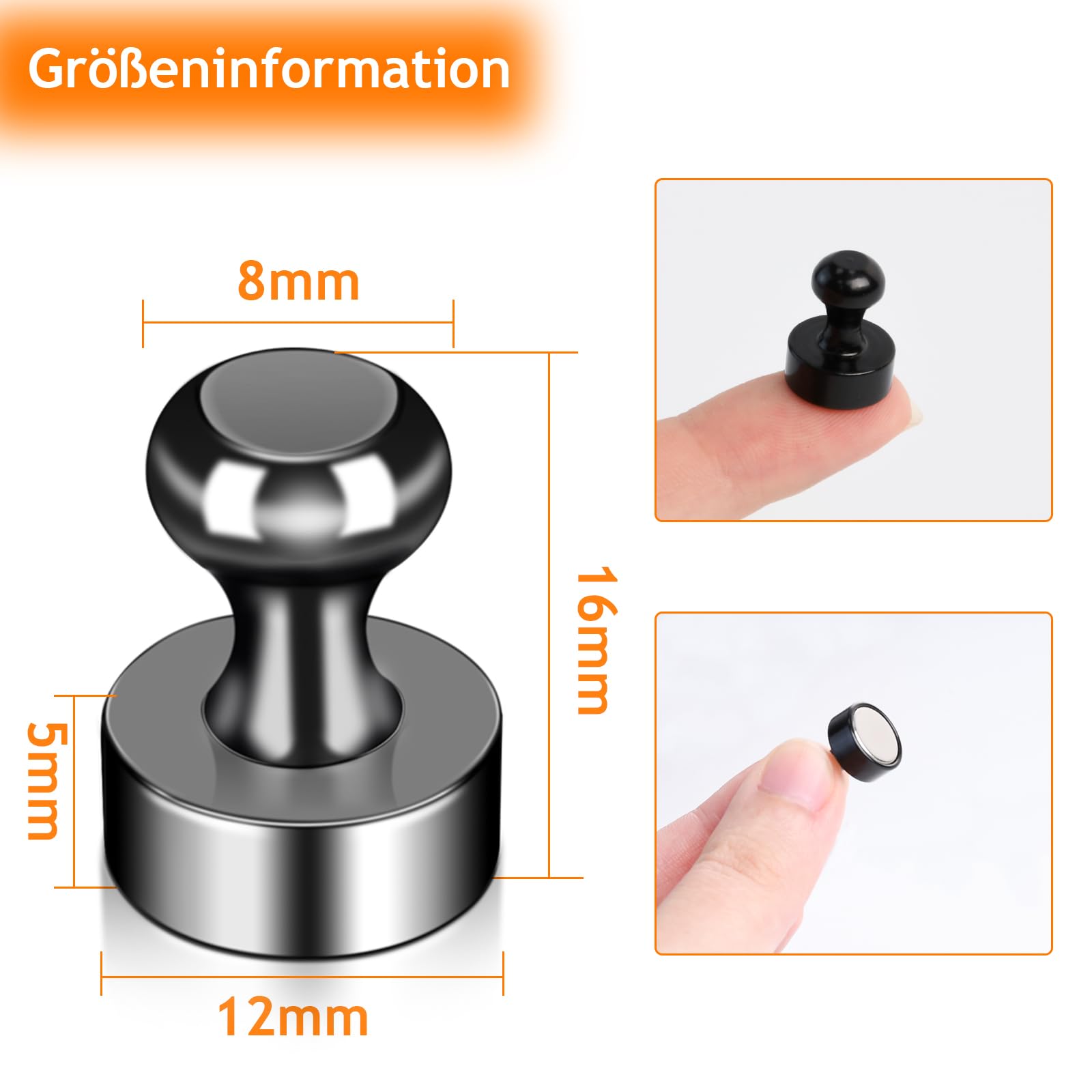 Imanes Fuertes, 28 Piezas Imanes de neodimio Negros Extra Fuertes, Mini imán para refrigerador, Tablero magnético, imanes cónicos, Tablero Perforado, Tablero de anuncios, imanes pequeños