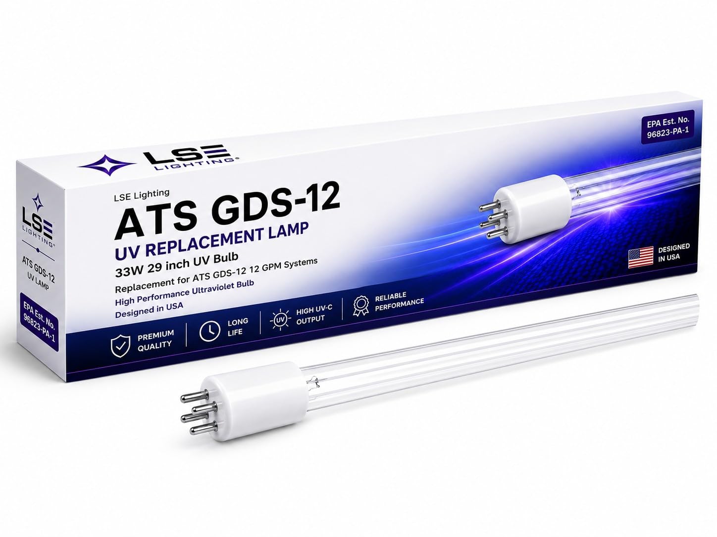 LSE Lighting UV Lamp for Aqua Treatment Services GDS-12 | Energy Efficient Ultraviolet Lamp | ATS Equivalent Replacement for 12 GPM ATS Model | Premium Quartz Glass Manufacturer of The UV Lamp-image-5