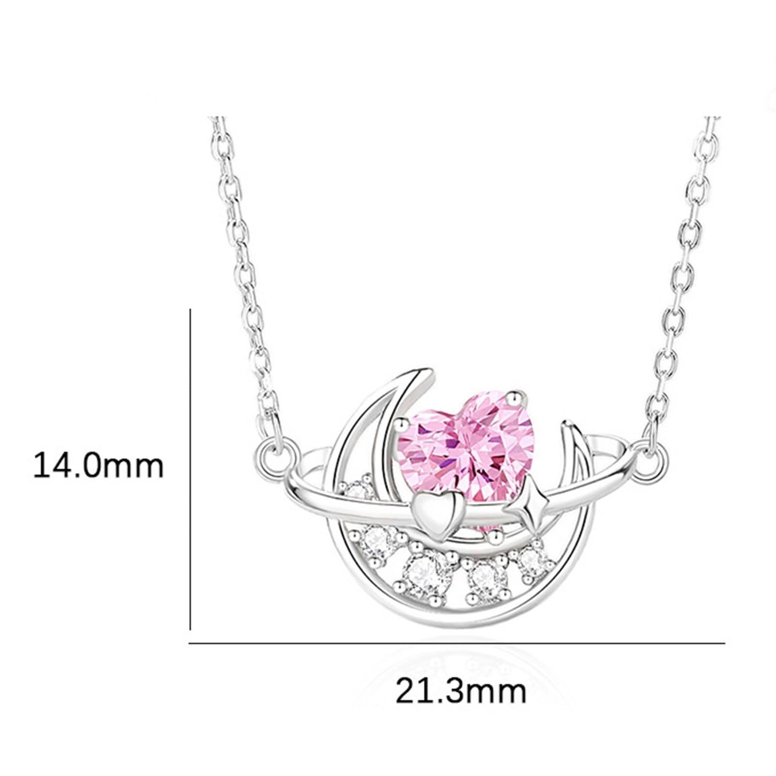Wycian Collana in oro per la madre della sposa, con zaffiro rosa sintetico e moissanite, collana in oro per lei, 40 + 5 cm