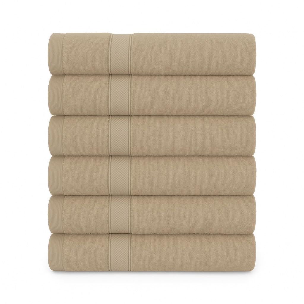 Diamond Tex Bathroom Towel Set of 6 (2 Bath Towels 2 Hand Towels 2 Face Cloths) Quick Dry Soft Absorbent Shower Towels with Hanging Loop 100% Cotton 6000GSM Towels
