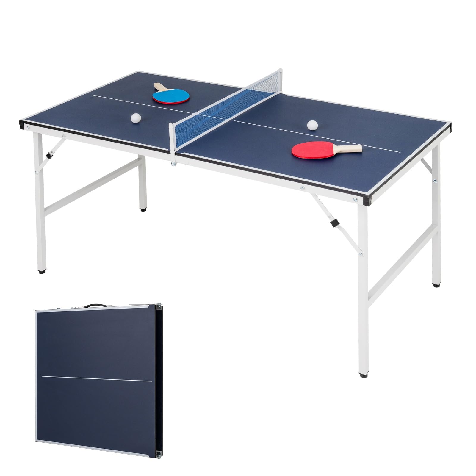 LIFEZEAL Ping Pong Table Mini Mesa de Ping Pong de Metal Mesa Ping Pong Mesa Ping Pong con Red Pelotas Raqueta Mesa Ping Pong Mesa Plegable Juego de Mesa de Ping Pong Juego de Mesa de Ping Pong Mesa