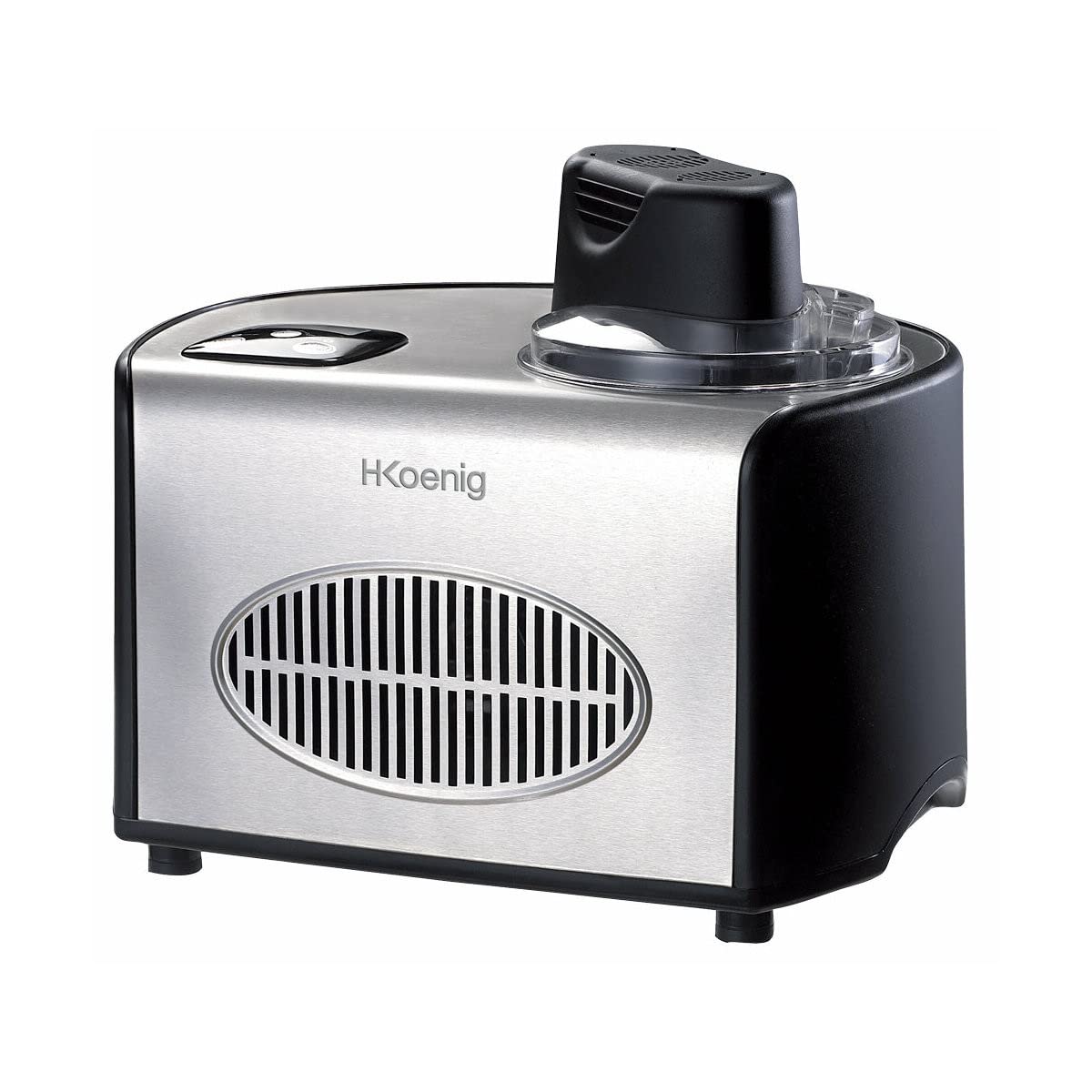 H.Koenig HF250 maszyna do lodów i deserów – 1,5 l, 150 W, funkcja chłodzenia, szybkie przygotowanie lodów, sorbetu, mrożonego jogurtu – profesjonalna, elektryczna i przyjazna dla środowiska, z