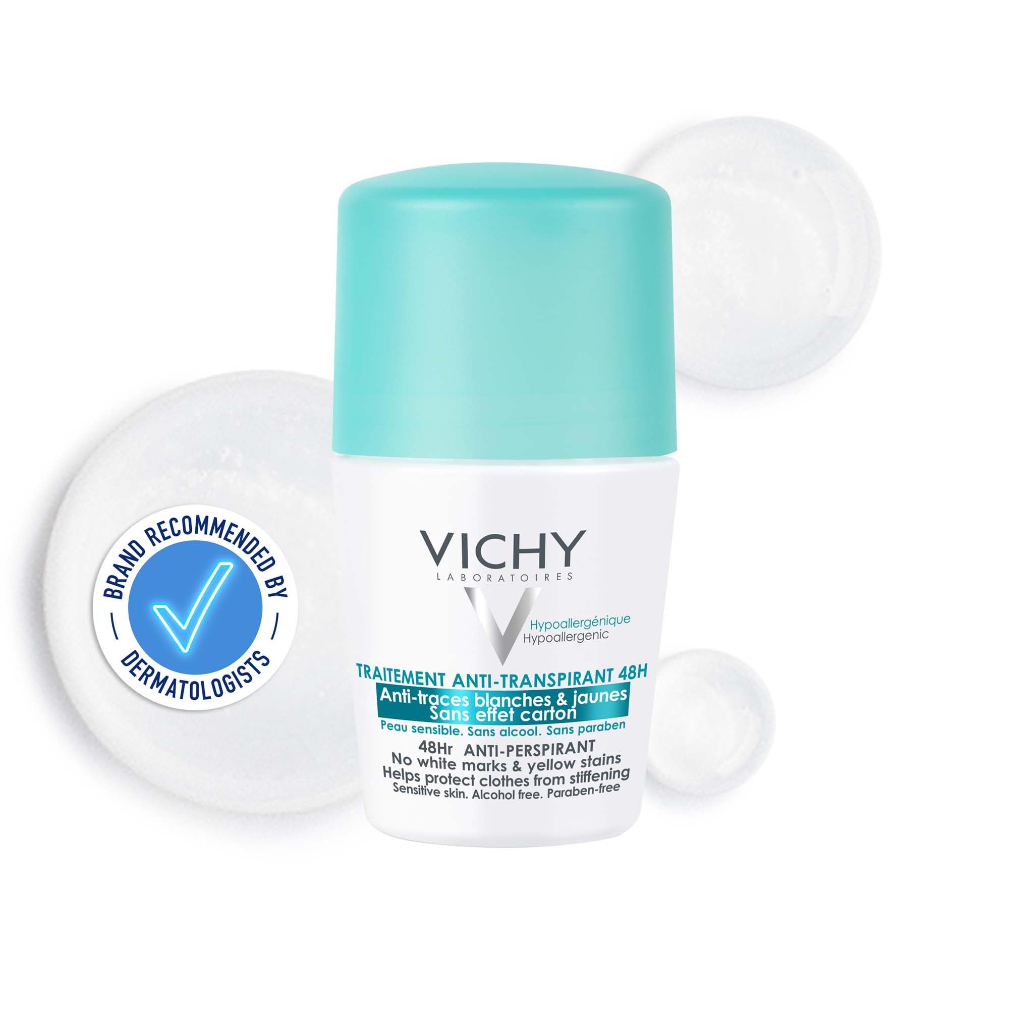 Vichy Anti-perspirant 48h Treatment Roll-on Deodorant for Men & Women, 50ml