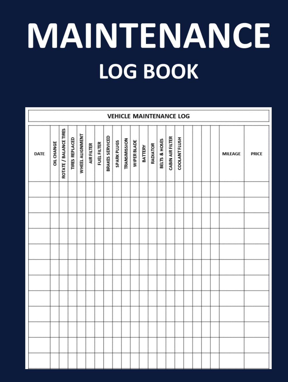 Vehicle Maintenance Log Book Car Service and Maintenance Checklist