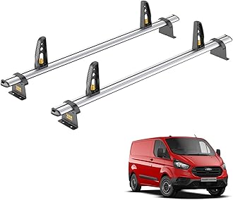 Van Guard Roof Rack for Ford Transit Custom (2013-2024) 2 Aluminium Roof Bars with Loadstops [Only suitable for GEN1 with Standard (H1) Roof] - UltiBar Plus - VG304-2