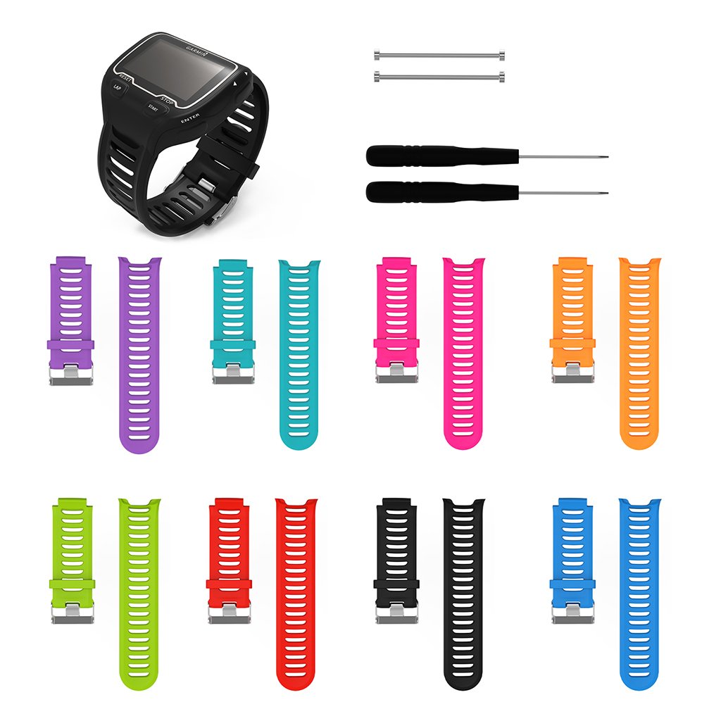 Meatyhjk Cinturino di ricambio in silicone per orologio GPS Forerunner 910XT Nero