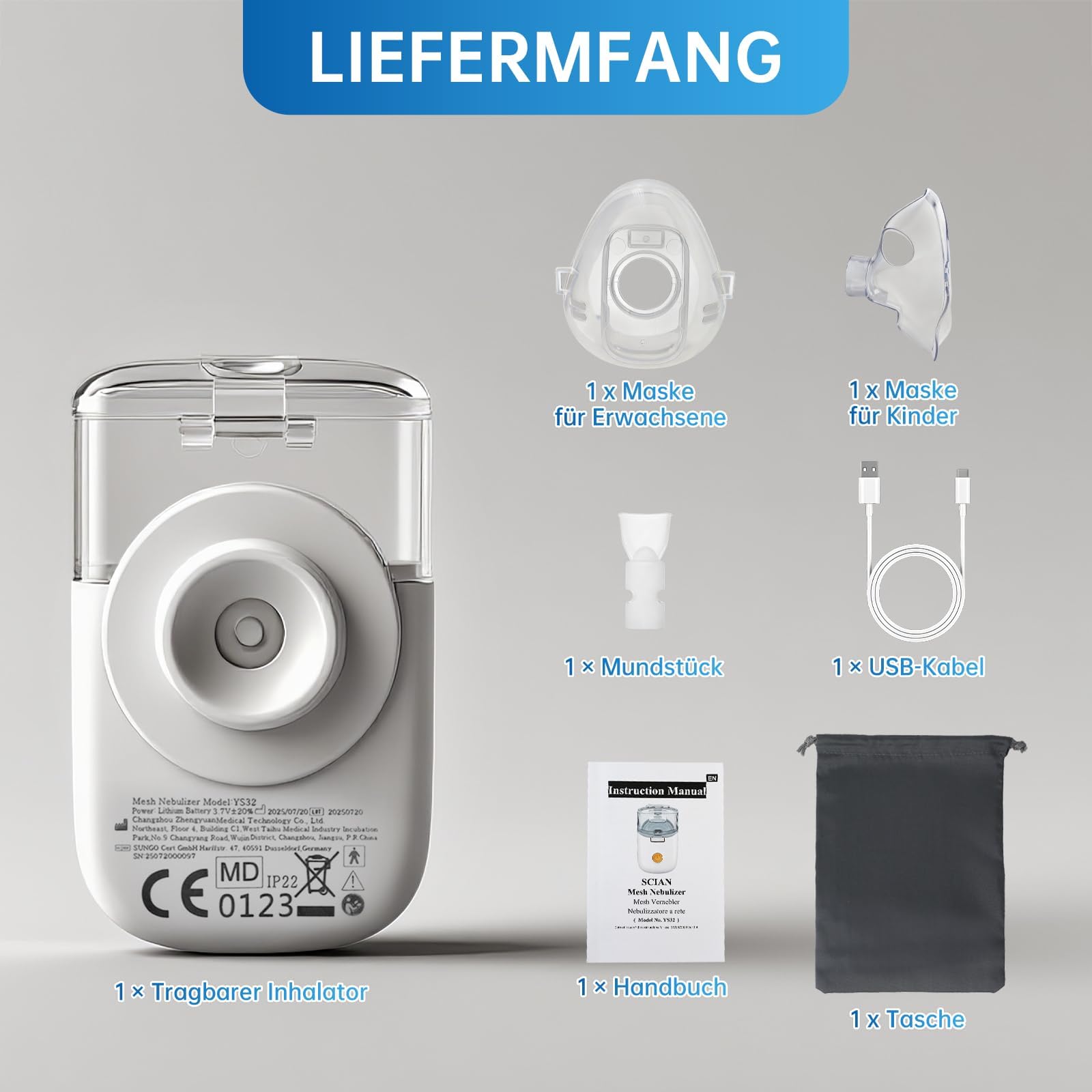 SCIAN Travel Pack Nebulizador Portátil - Set Completo con Bolsa de Transporte, Ultraportátil y Antigolpes para Viajes