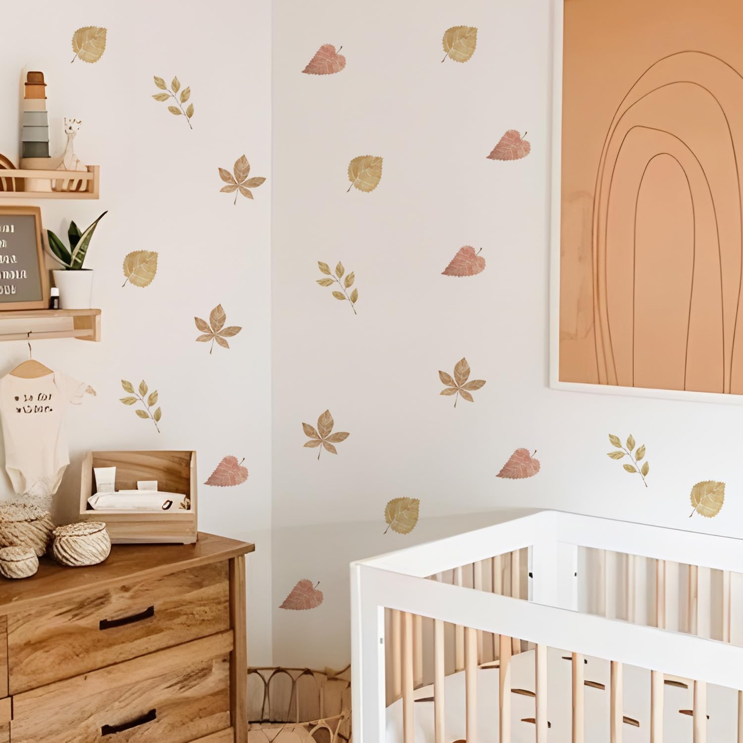 Alwayspon Different Watercolor Leaf with Art Wall Decals, Peel and Stick Wall Stickers for Living Nursery Room Bedroom Wall Decor