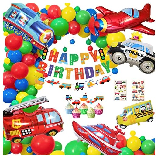 Globos Decoracion Cumpleaños, XiXiRan Decoracion Cumpleaños Coches, Globos para Cumpleaños Niño, Kit Cumpleaños Adornos, Globos de Cumpleaños Temática Coches, Decoración Fiesta Cumpleaños (94 Pcs)