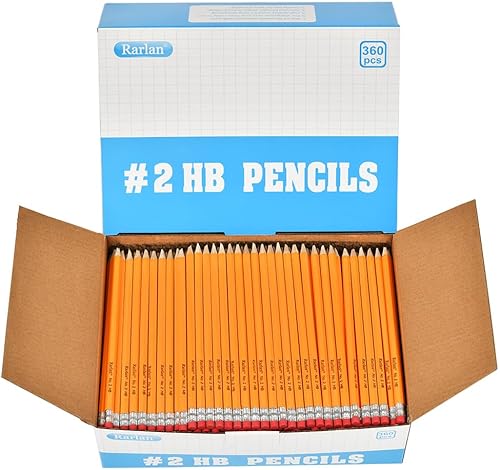 Lápices HB #2 con carcasa de madera, preafilados, paquete a granel de 360 unidades