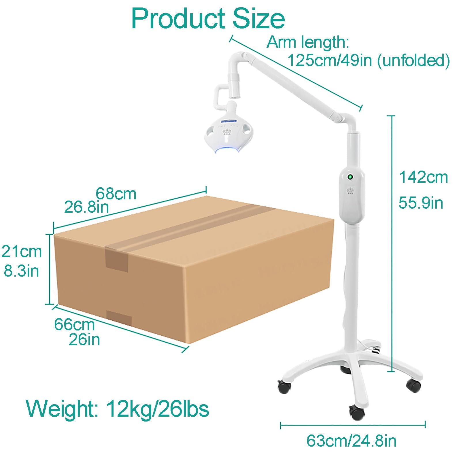 Lámpara Dental Móvil de 40 W para Blanqueamiento Dental, Acelerador de Blanqueamiento Dental LED Profesional de 3 Colores, con 8 Luces LED, para Clínica Dental y Salón de Belleza