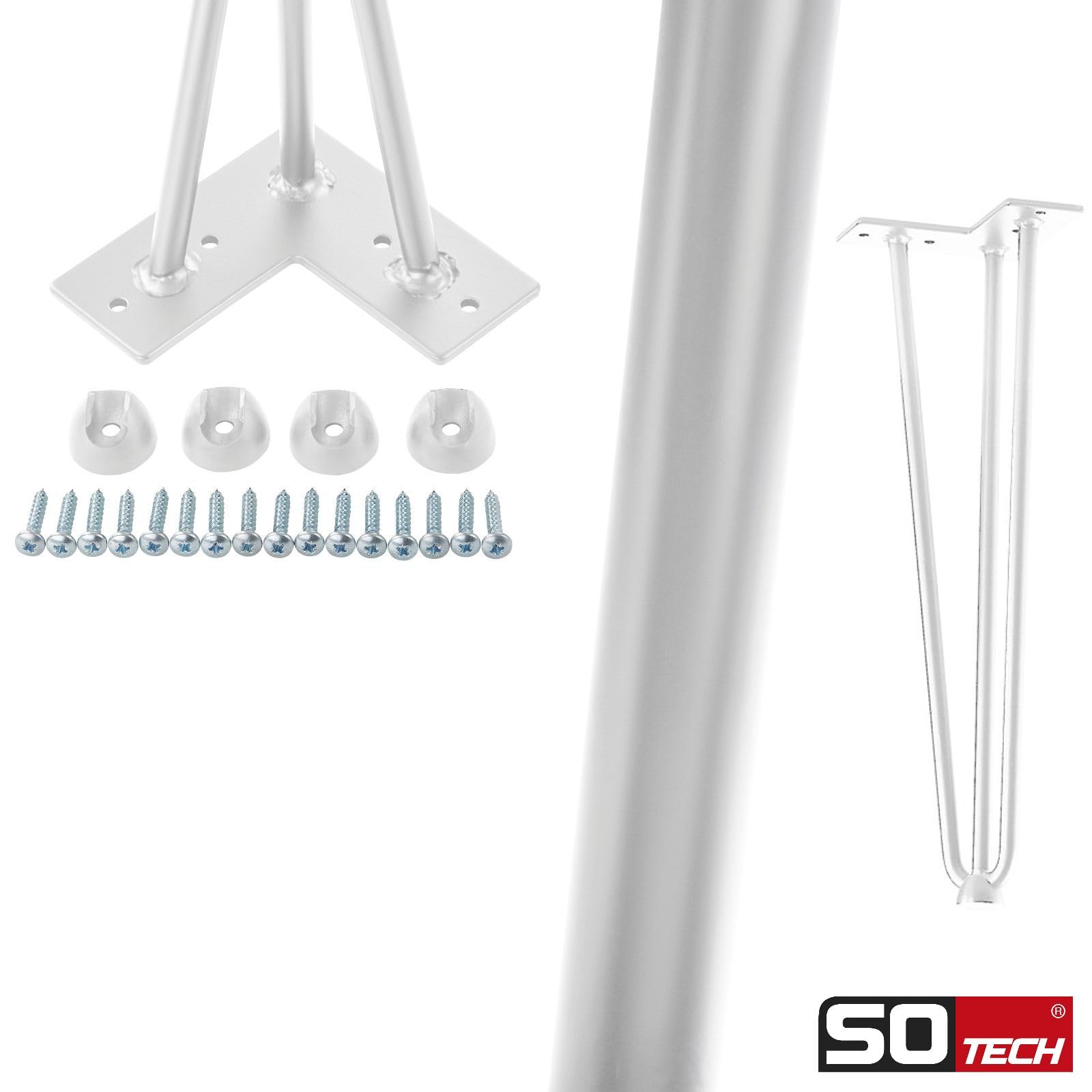 SOTECH 4 pezzi Gambe a forcella bianche 406 mm 3 montanti a per mobili