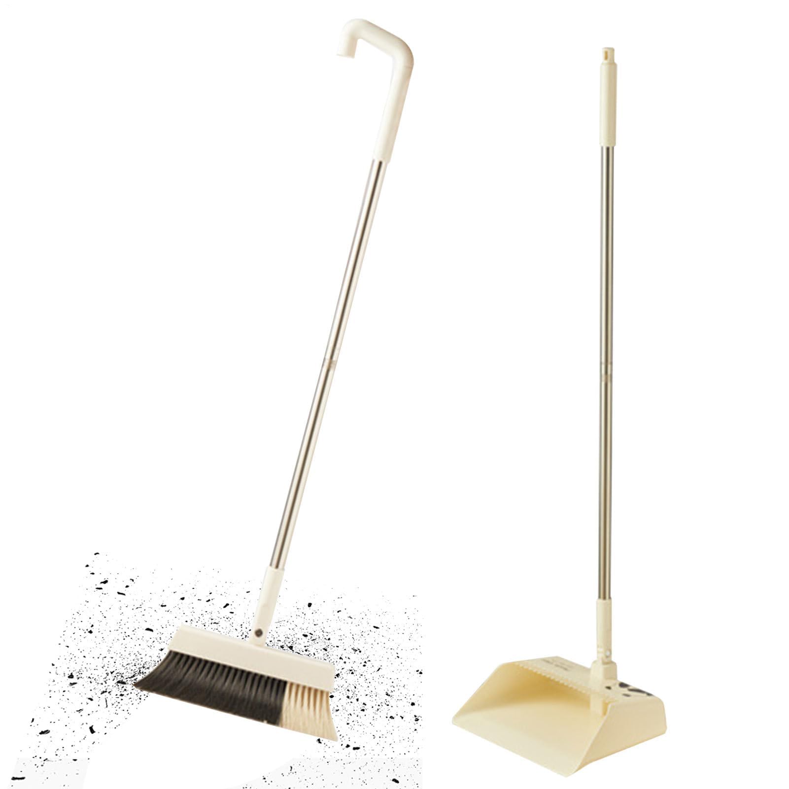 Set di scopa e paletta, con setole morbide, scopa compatta con paletta per cucina, corridoio e ufficio, materiale ABS resistente