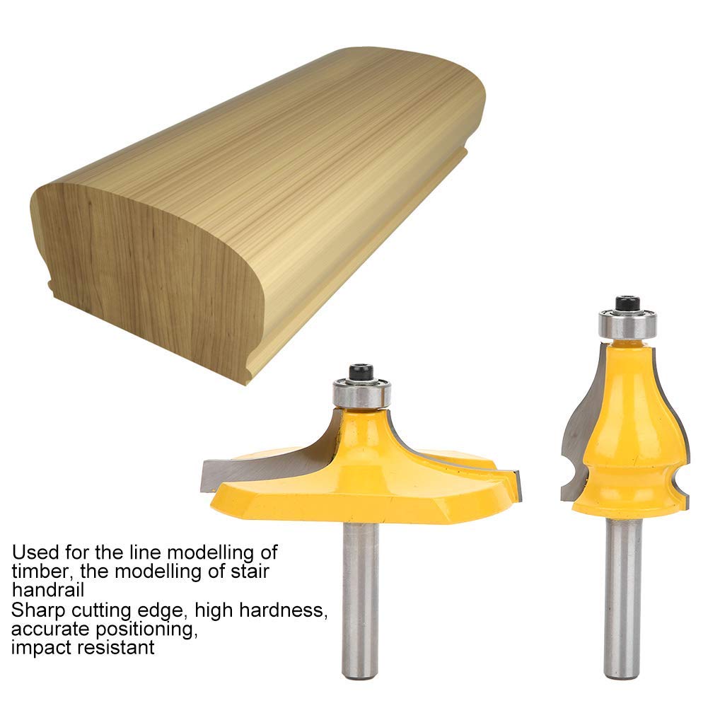 Fraise à Rainurer,Bits à Routeur,Mèche de routeur, 2pcs 8mm main courante et bord de table, fraise à tronçonner, fraise à bois avec roulement