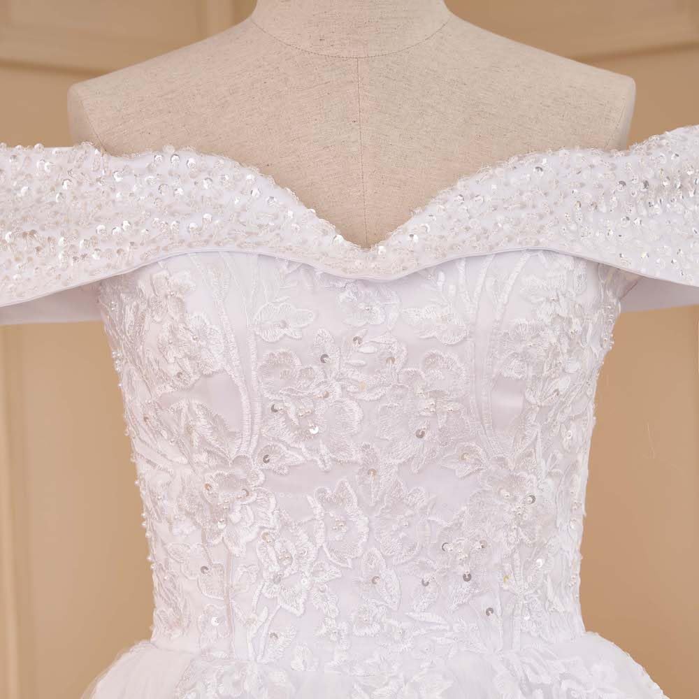 Robe de mariée Princesse Longue Perles de Dentelle Grande Traine Robe de mariée BA-OF0811